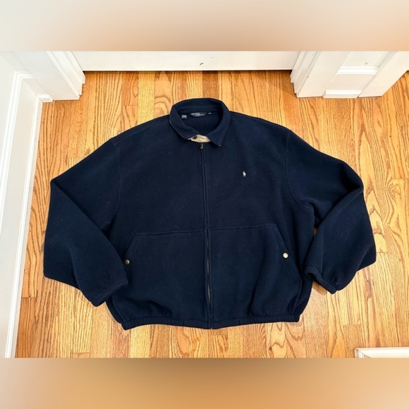 Polo Ralph Lauren Mens Fleece Jacket Blue Full Zip Mock Neck Size XXL - Picture 3 of 6